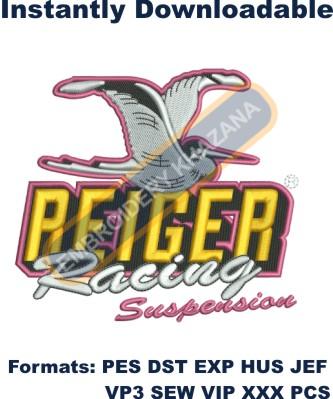 Reiger racing logo embroidery design